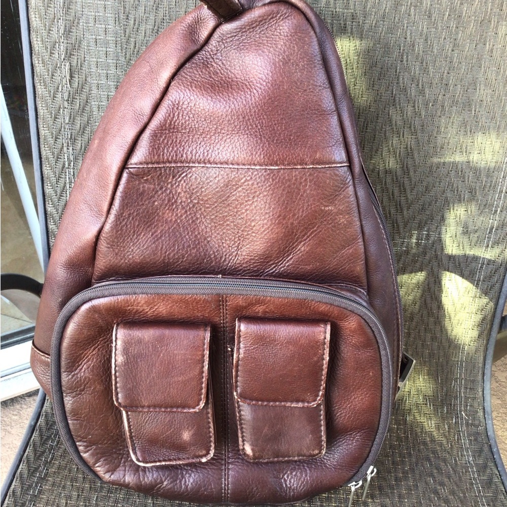 Lavive Brown Leather Vintage Brown Leather Sling Bag